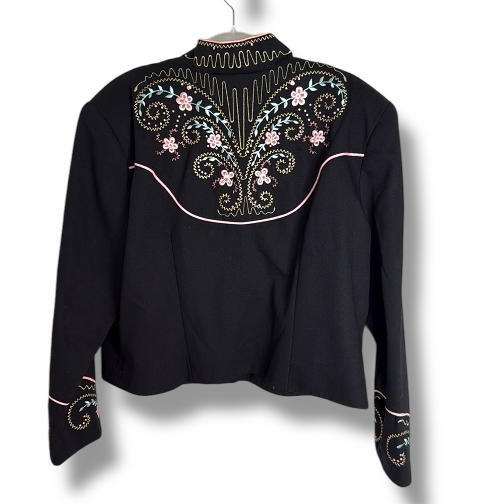 Vintage BMW Designs Floral Embroidered Cropped Western Wool Jacket XL Stagecoach